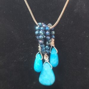 Elegant Wire-Wrapped Jade Beaded Necklace